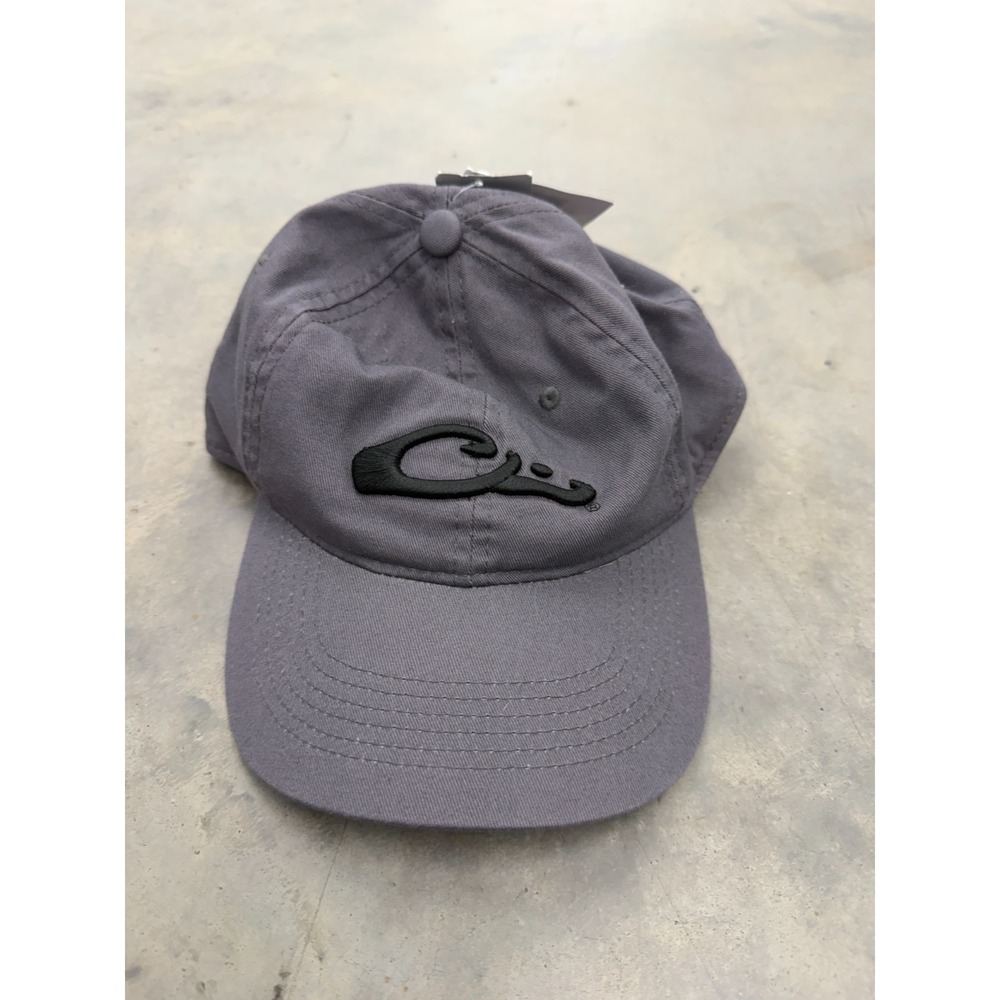 Drake Waterfowl Cotton Twill Cap Mens Gray Large Logo Adjustable Back Strap Hat